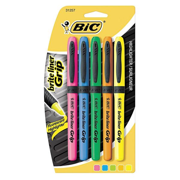 Bic Highlighter Set, Fluorescent Colors PK5 BICGBLP51ASST