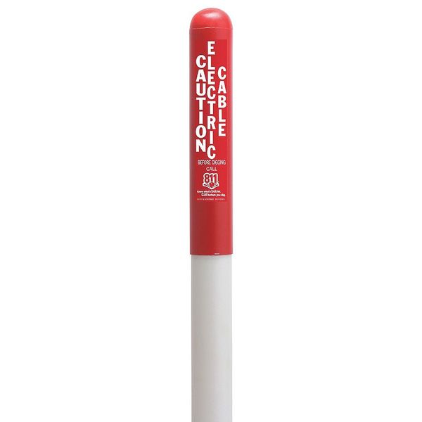 Tapco Utility Dome Marker, 66 in. H, Red/White 114602B