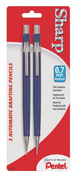 Pentel Mechanical Pencil, 0.7mm, Blue, PK2 PENP207BP2K6