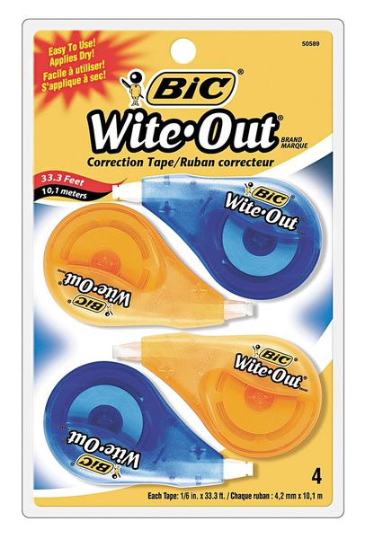 Bic Correction Tape, White, PK4 BICWOTAPP418