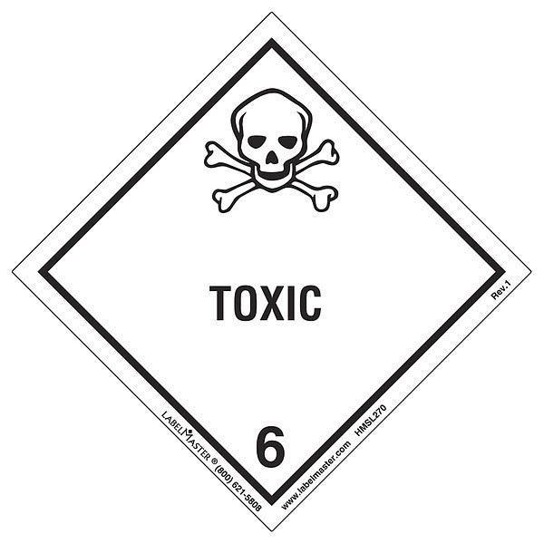 Labelmaster Toxic Label, 100mmx100mm, Polyprop, 500 HMSL270