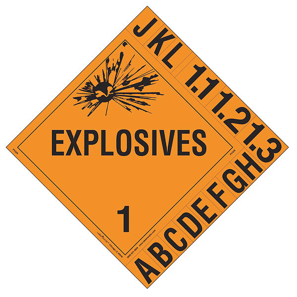 Labelmaster Explosive Placards, 10-3/4inx10-3/4in, 35ZM05 35ZM05