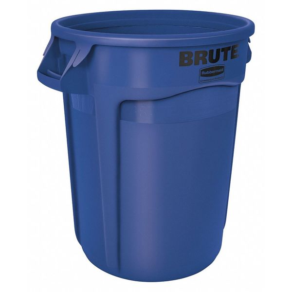 Rubbermaid Commercial 32 gal Round Trash Can, Blue, 22 in Dia, Open Top, Polyethylene FG263200BLUE