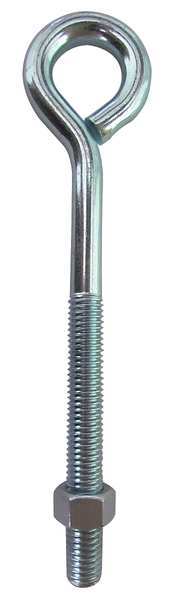 Zoro Select Routing Eye Bolt Without Shoulder, 1/2"-13, 11-3/16 in Shank, 5/8 in ID, Steel, Zinc Plated U17420.050.1118