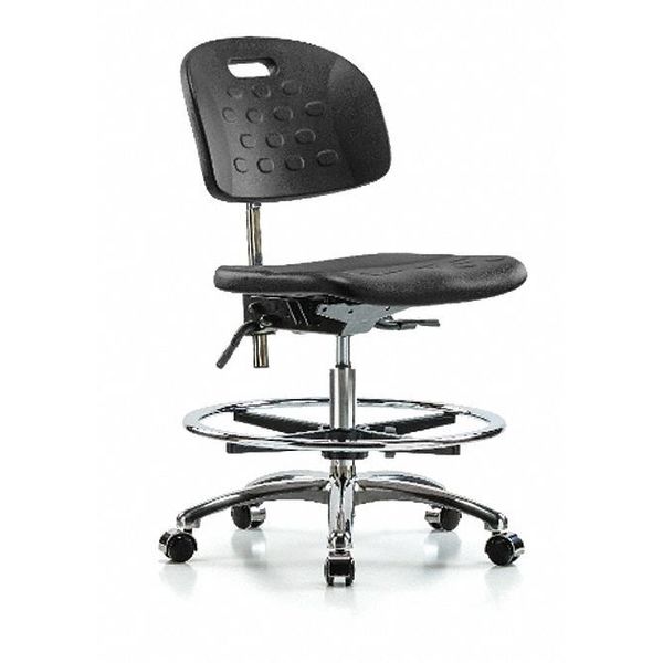 Blue Ridge Ergonomics Vinyl Clean Room Chair, 20-1/2" to 28", No Arms, Black BR-CLR-HPMBCH-CR-T1-A0-CF-CC-BLK
