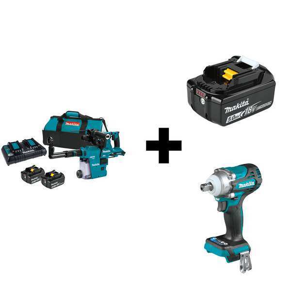 Makita Cordless Rotary Hammer, Battery Included XRH10PTW/XWT15Z/BL1850B