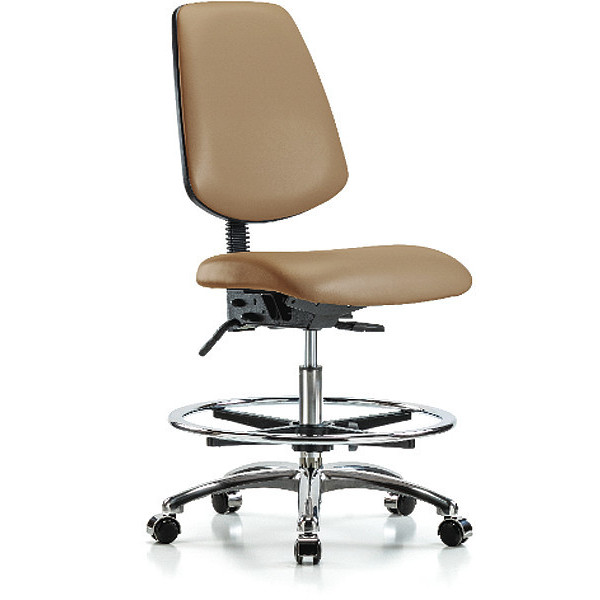 Blue Ridge Ergonomics Bench Chair, Vinyl, Med, Bk, Cast, Taupe, Weight Capacity: 300 lb. BR-VMBCH-MB-CR-T1-A0-CF-CC-8584