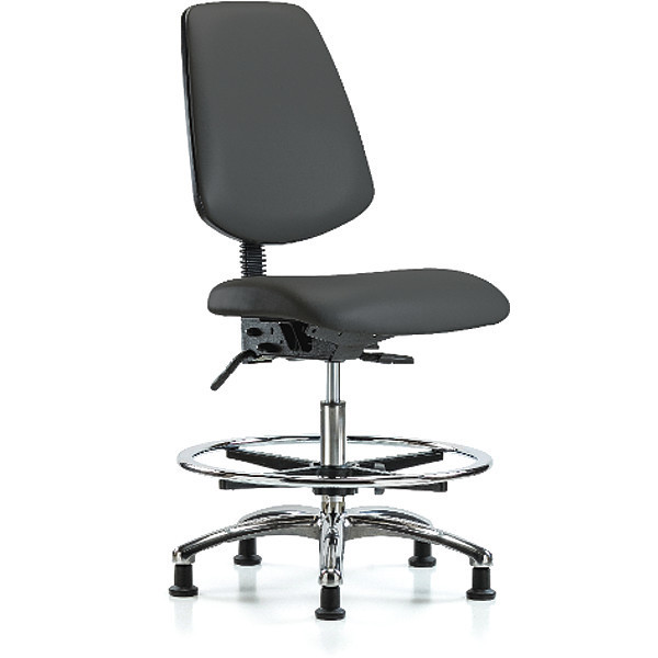 Blue Ridge Ergonomics Bench Chair, Vinyl, Med, Bk, CF, Glds, Gry, Arm Style: No Arms BR-VMBCH-MB-CR-T1-A0-CF-RG-8605