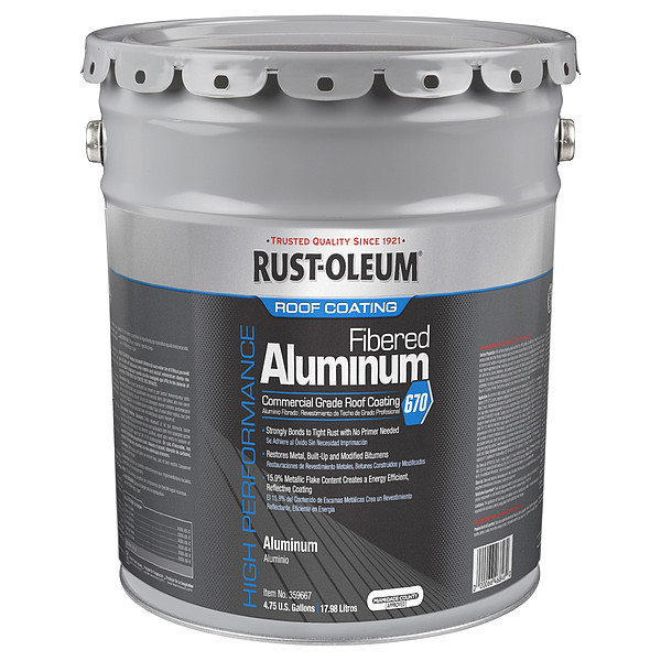 Rust-Oleum Roof Coating, Solvent Base, Aluminum 359667