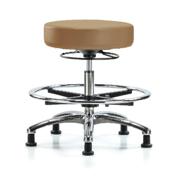 Blue Ridge Ergonomics Bench Stool, Med, Vin, Chrm, CF, Glid, Taupe BR-VMBSO-CR-CF-RG-8584