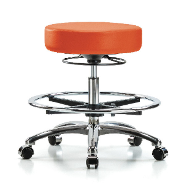 Blue Ridge Ergonomics Bench Stool, Med, Vin, Chrom, CF, Cast, Org BR-VMBSO-CR-CF-CC-8613