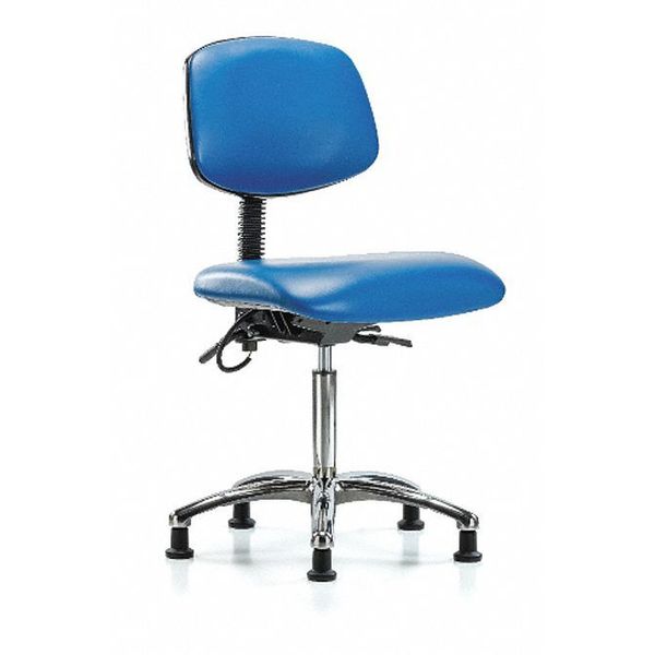 Blue Ridge Ergonomics Vinyl Medium Bench Chair, 21-1/2" to 29", No Arms, Blue BR-ESD-VMBCH-CR-T1-A0-NF-EG-ESDBLU