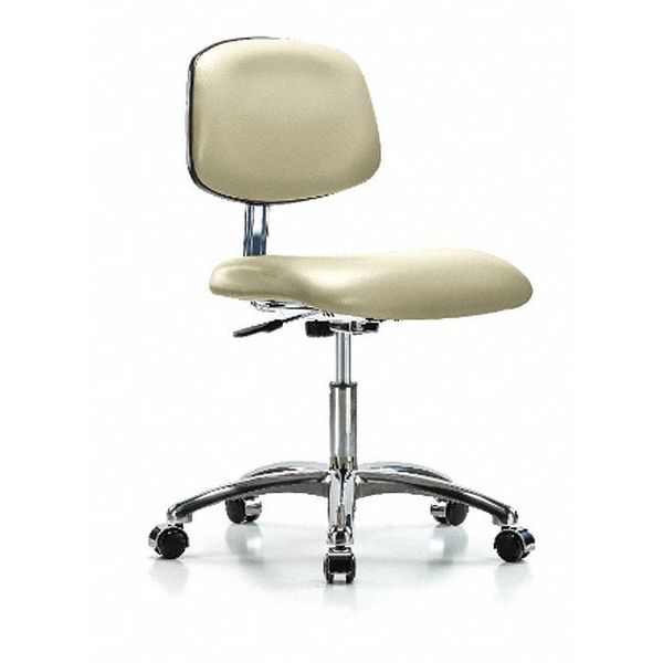 Blue Ridge Ergonomics Clean Room Chair, Vinyl, 18" to 23" Height, Adobe White BR-CLR-VDHCH-CR-CC-8501