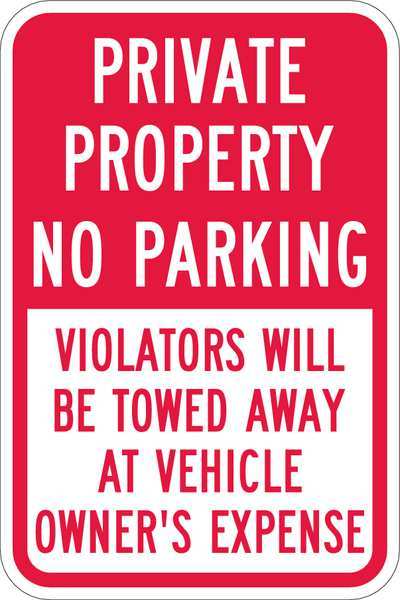 Lyle Private Property No Parking Sign, 18"x12, T1-1091-HI_12x18 T1-1091-HI_12x18