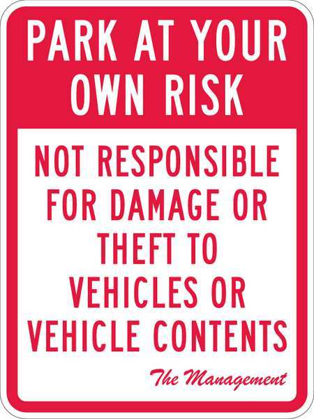 Lyle Parking Lot Damage Advisory Sign, 24"x18, T1-1066-EG_18x24 T1-1066-EG_18x24