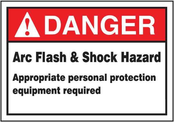 Accuform Label, 3-1/2x5, Danger Arc Flash and Shock, LELC132 LELC132
