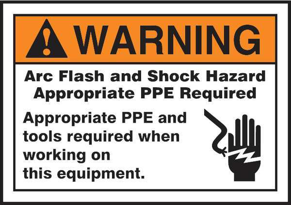 Accuform Label, 5x7, Warning Arc Flash and, LELC316 LELC316