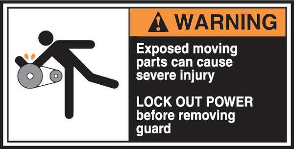 Accuform Label, CEMA, 2-1/2x5, Warning Exposed, PK5 LECN360