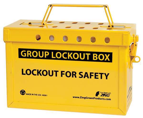 Zing Group Lockout Box, 13 Locks Max, Yellow 6061