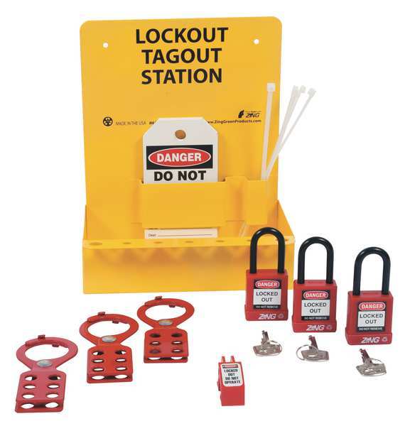 Zing Lockout Station, Filled, Elctrical, 3 Locks 6063