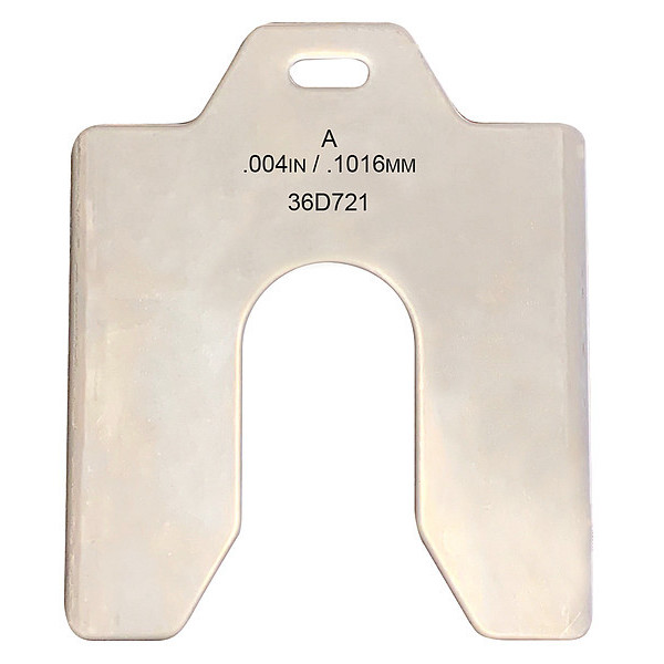 Zoro Select Slotted Shim 2 x 2" x 0.004", Pk20 36D721