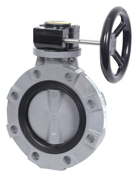 Hayward Flow Control Butterfly Valve, 12", PVC/EPDM, Gear Operated BYV11120A0EG000