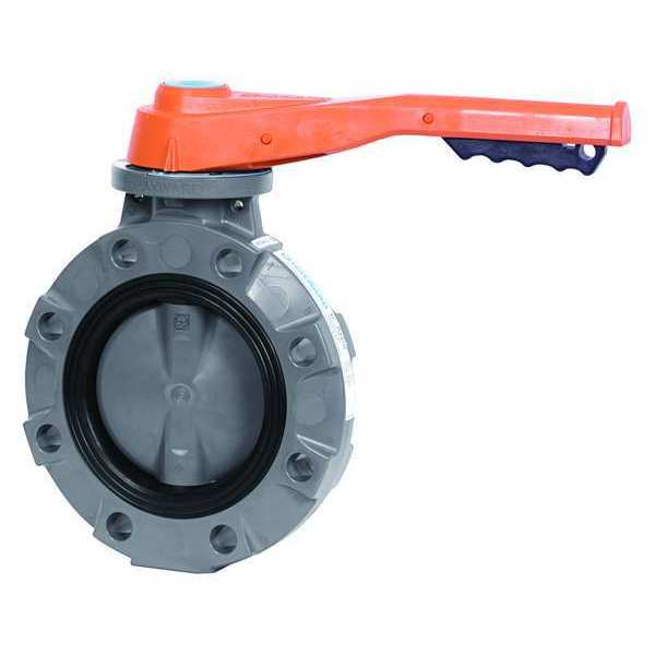 Hayward Flow Control Butterfly Valve, 2", PVC/FPM, Lever Handle BYV11020A0VL000