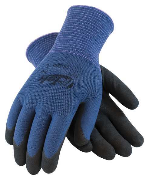 Pip Nitrile Coated Gloves, Palm Coverage, Black/Blue, S, 12PK 34-500/S