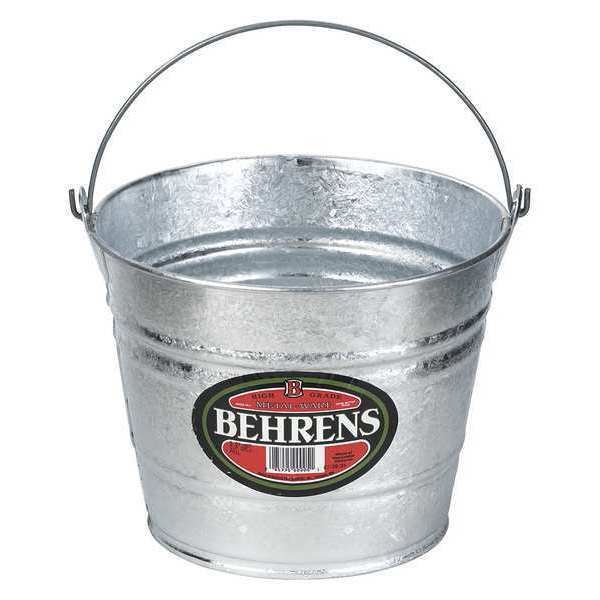 Behrens 1 1/4 gal Round Bucket, 9 1/2 in Dia, Silver, Galvanized Steel 1205