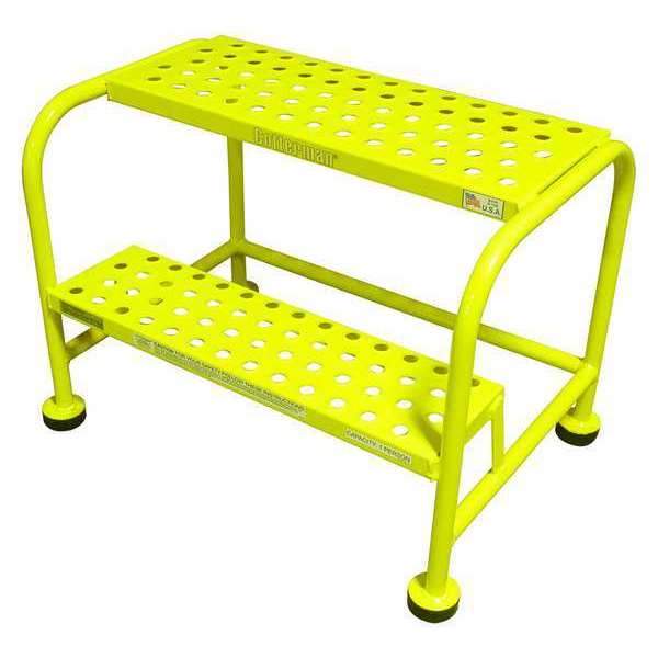 Cotterman 2 Steps, Steel Step Stand, 450 lb. Load Capacity, Yellow 1002N2626A6E10B8C2P6