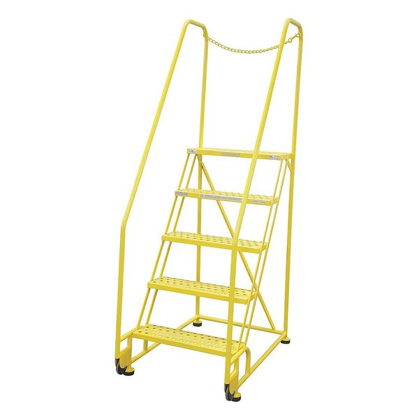 Cotterman 80 in H Steel Tilt and Roll Ladder, 5 Steps, 450 lb Load Capacity 5TR26A6E10B8D3C2P6