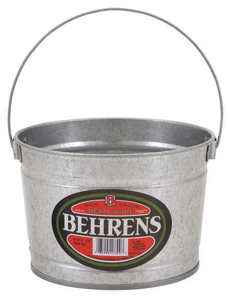 Behrens 3/4 gal Round Bucket, 7 1/4 in Dia, Silver, Galvanized Steel B325