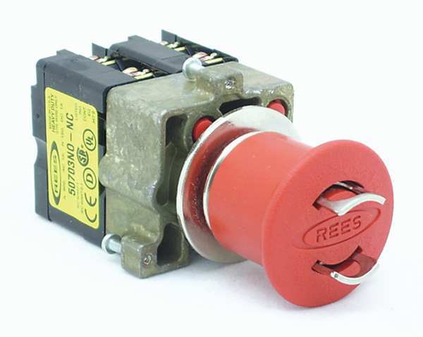 Rees Emergency Stop Push Button, 22 mm, 2NO/2NC, Red 22102-122
