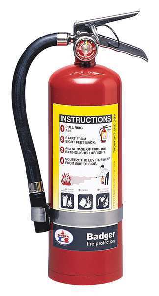 Badger Fire Extinguisher, 3A:40B:C, Dry Chemical, 5 lb B5M-B