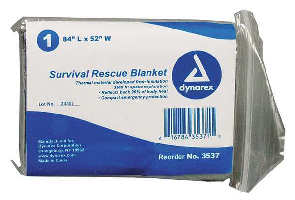 Dynarex Survival Rescue Blnkt, Slvr, 84x52in, PK120 3537