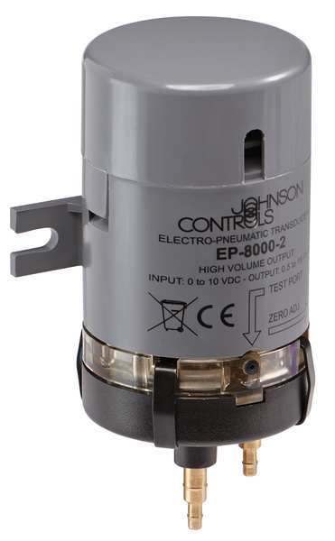 Johnson Controls Electronic Pneumatic Transducer, 5/32 in or 1/4 in Barb, 18 to 25 psi EP-8000-1