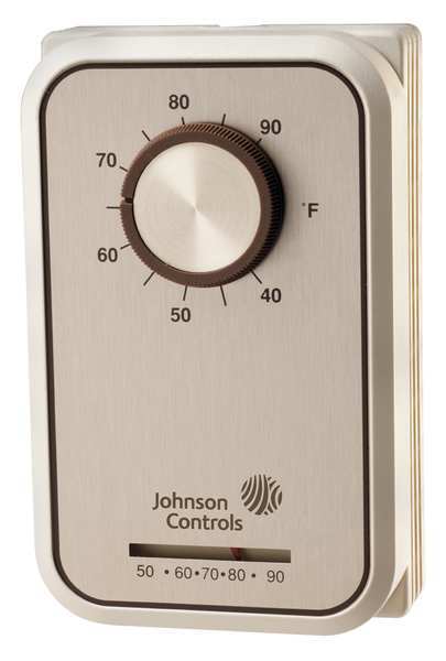 Johnson Controls Line Voltage Wall Thermostat, Normally Open, wall, SPST T26A-15C