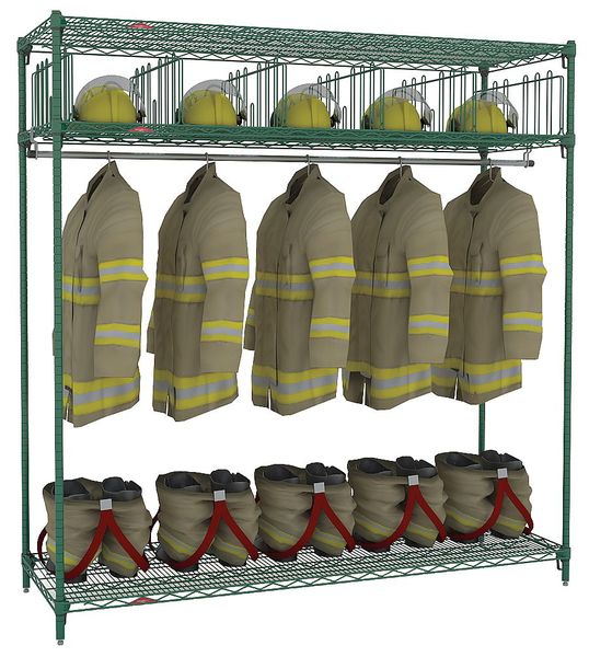 Metro Turnout Gear Storage Rack, Green Epoxy, 24 in D, 74 in H TFSTATOGR