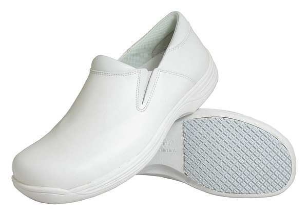 Genuine Grip Work Shoes, Mens, 8.5M, Wht, Slip On, PR 4705-8.5M