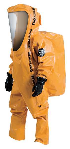 Ansell Encapsulated Suit, L, Orange, Storm Flap, Zipper 66-805