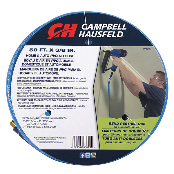 Campbell Hausfeld PVC Air Hose, Blue, 3/8" x 50 ft. PA121600AV