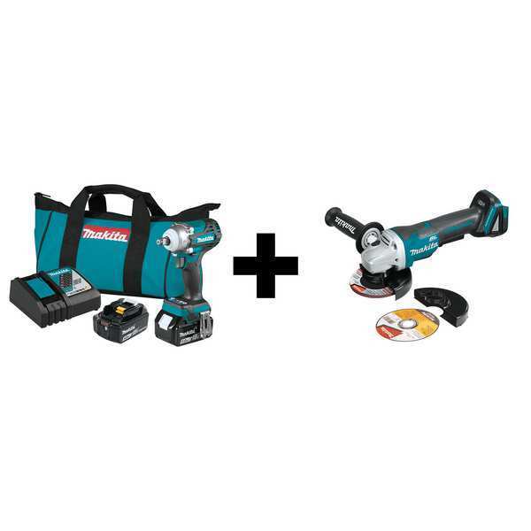 Makita 18V LXT BL 1/2" Impact Wrench Kit XWT14T + XDT11Z