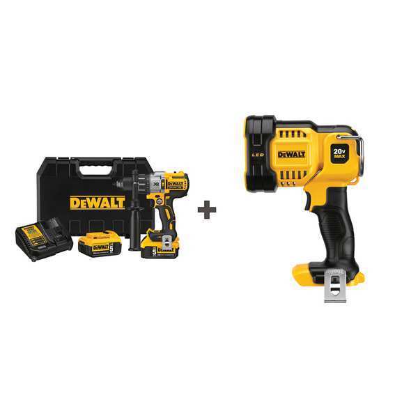 Dewalt Cordless Hammer Drill, 20.0V, 5.0Ah DCD996P2/DCL043