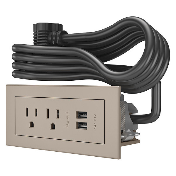 Legrand Power Unit, Nickel, 2 Outlet, 2 USB RDZNI