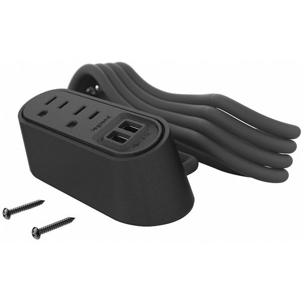 Legrand Desktop Charging Center, 2 Outlet, 2 USB WSPC220BK