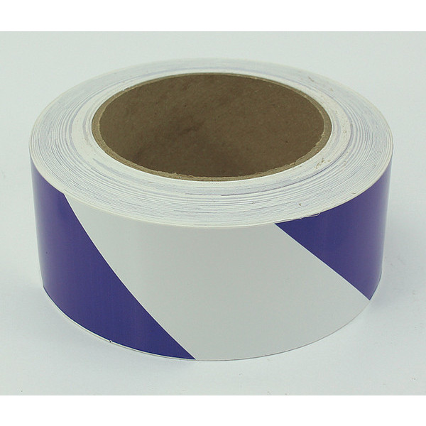 Visual Workplace Floor Marking Tape, 2", Striped, Blu/Wht 25-600-2100-674