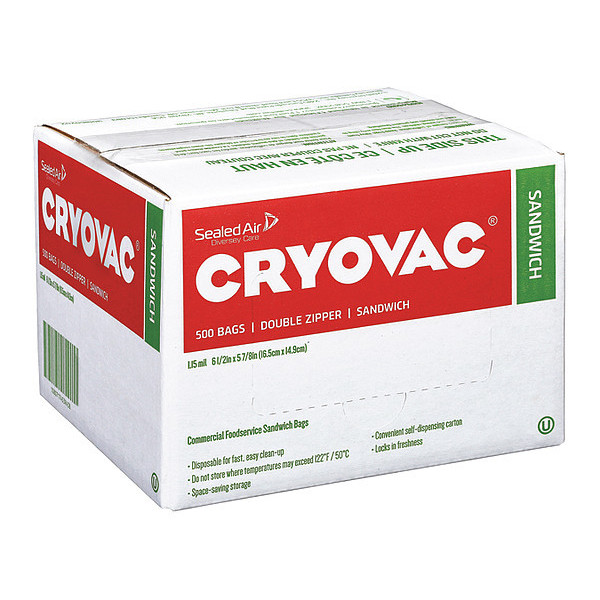 Diversey Cryovac Reseal, Sndwch Bags, 1.15Mil, 500CT 100946910