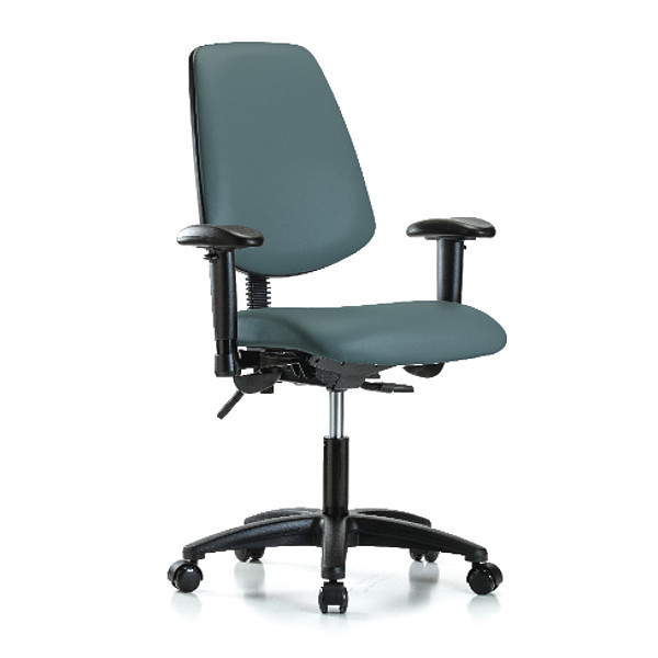 Blue Ridge Ergonomics Desk Chair, Vinyl, 18" to 23" Height, Adjustable Arms, Colonial Blue BR-VDHCH-MB-RG-T0-A1-RC-8546