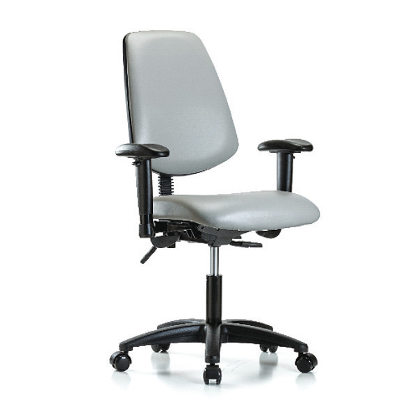 Blue Ridge Ergonomics Desk Chair, Vinyl, 18" to 23" Height, Adjustable Arms, Dove BR-VDHCH-MB-RG-T1-A1-RC-8567