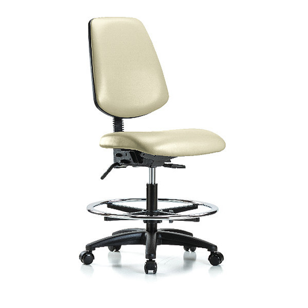 Blue Ridge Ergonomics Medium Bench Chair, Vinyl, 22" to 29" Height, No Arms, Adobe White BR-VMBCH-MB-RG-T0-A0-CF-RC-8501